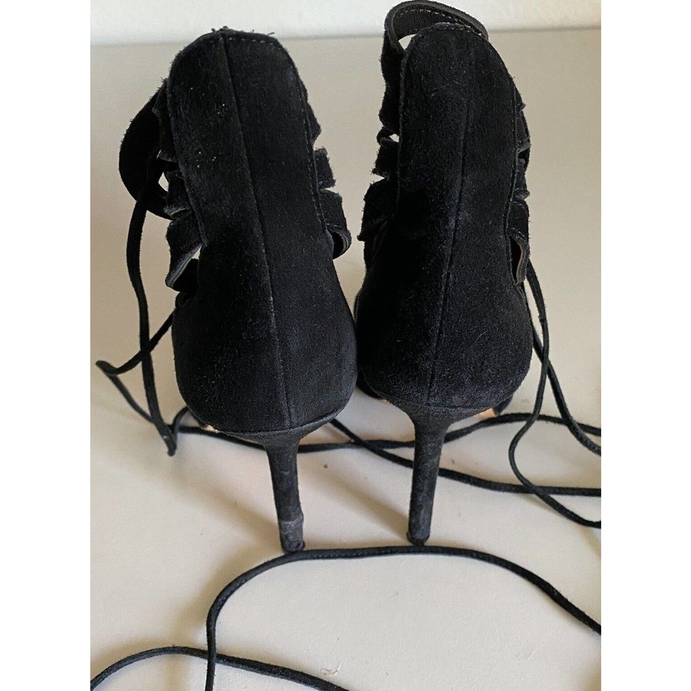 Alice + Olivia Natalie Suede Black Ankle High Laced Up Tassel Sandal Boo… View 5